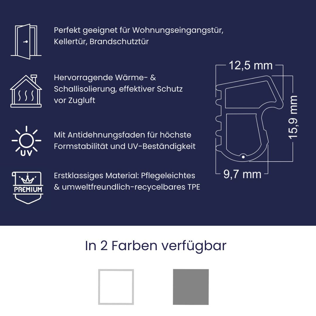 Stahlzargendichtung - Höhe 15,9mm Dichtungsbreite 12,5mm (Di-8)
