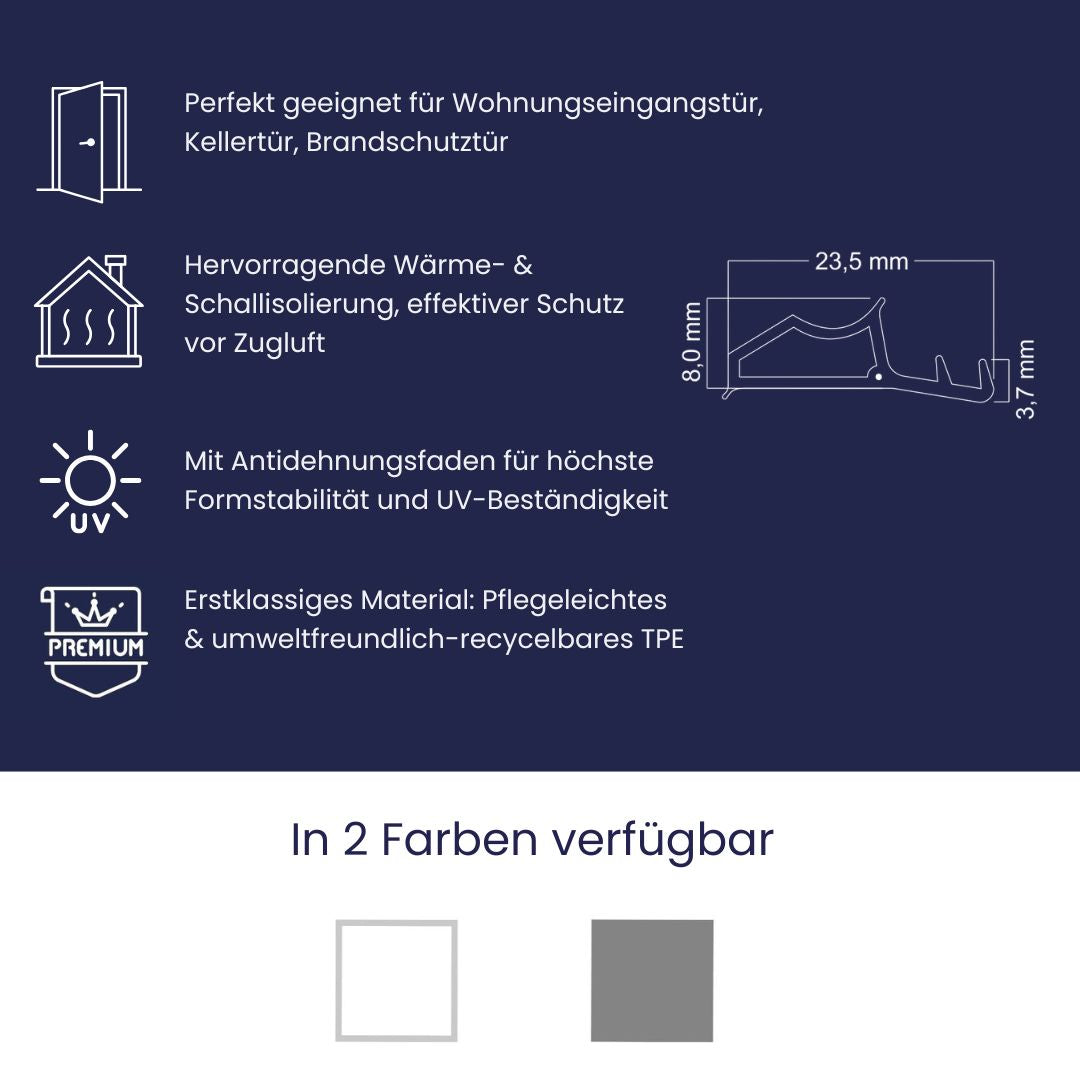 Stahlzargendichtung - Höhe 23,5mm Dichtungsbreite 8mm (Di-9)