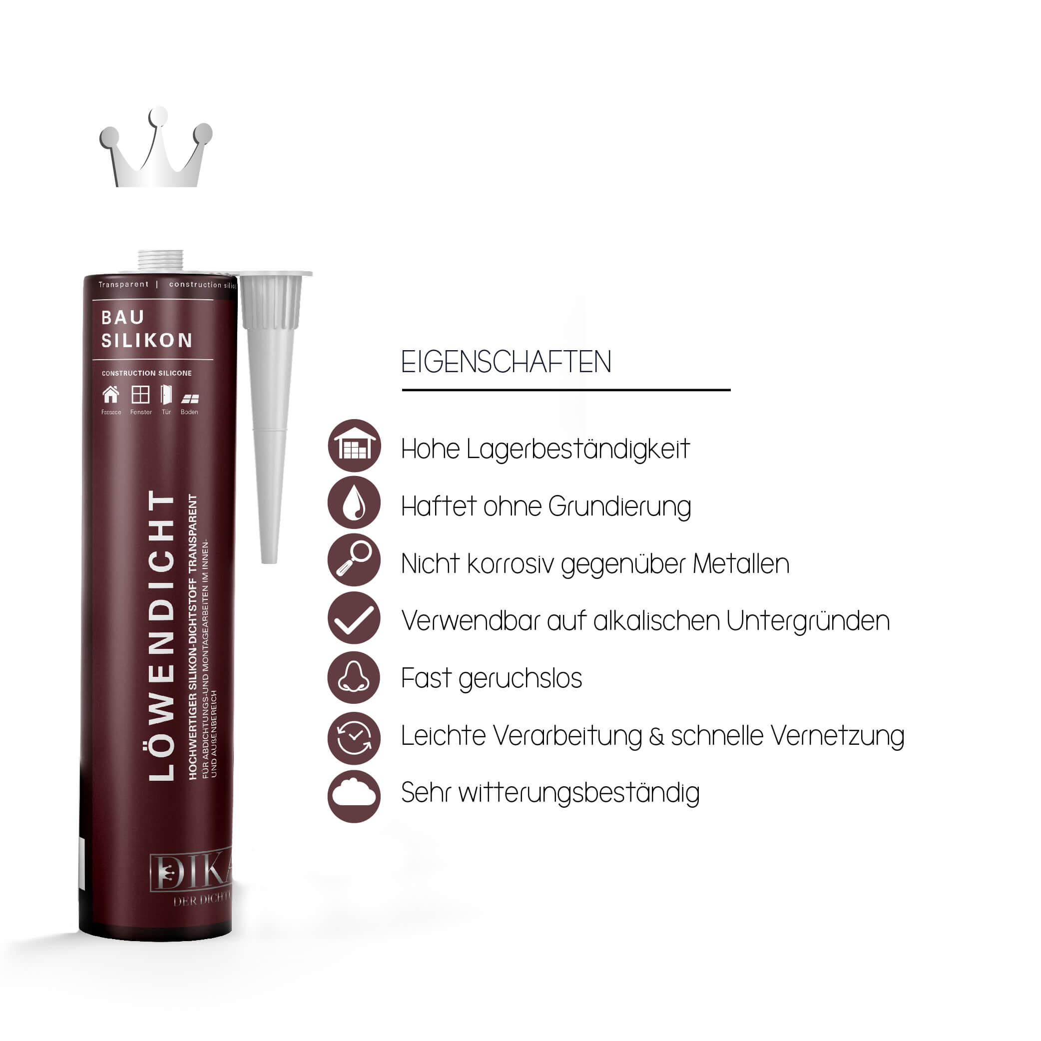 Bausilikon Löwendicht - Universal Silikon Dichtstoff für Innen- & Außenbereich 310 ml