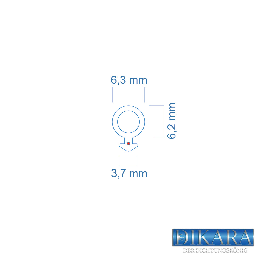 Fensterdichtung - Schlauchdichtung Nutbreite 3,7mm Falzbreite 6,2mm mit Antidehnungsfaden (Di-19)