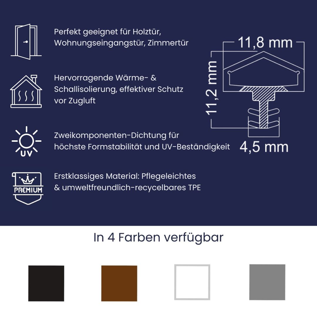 Türdichtung - 4mm Nutbreite - 7mm Nuttiefe - 12mm Falz (Di-1)