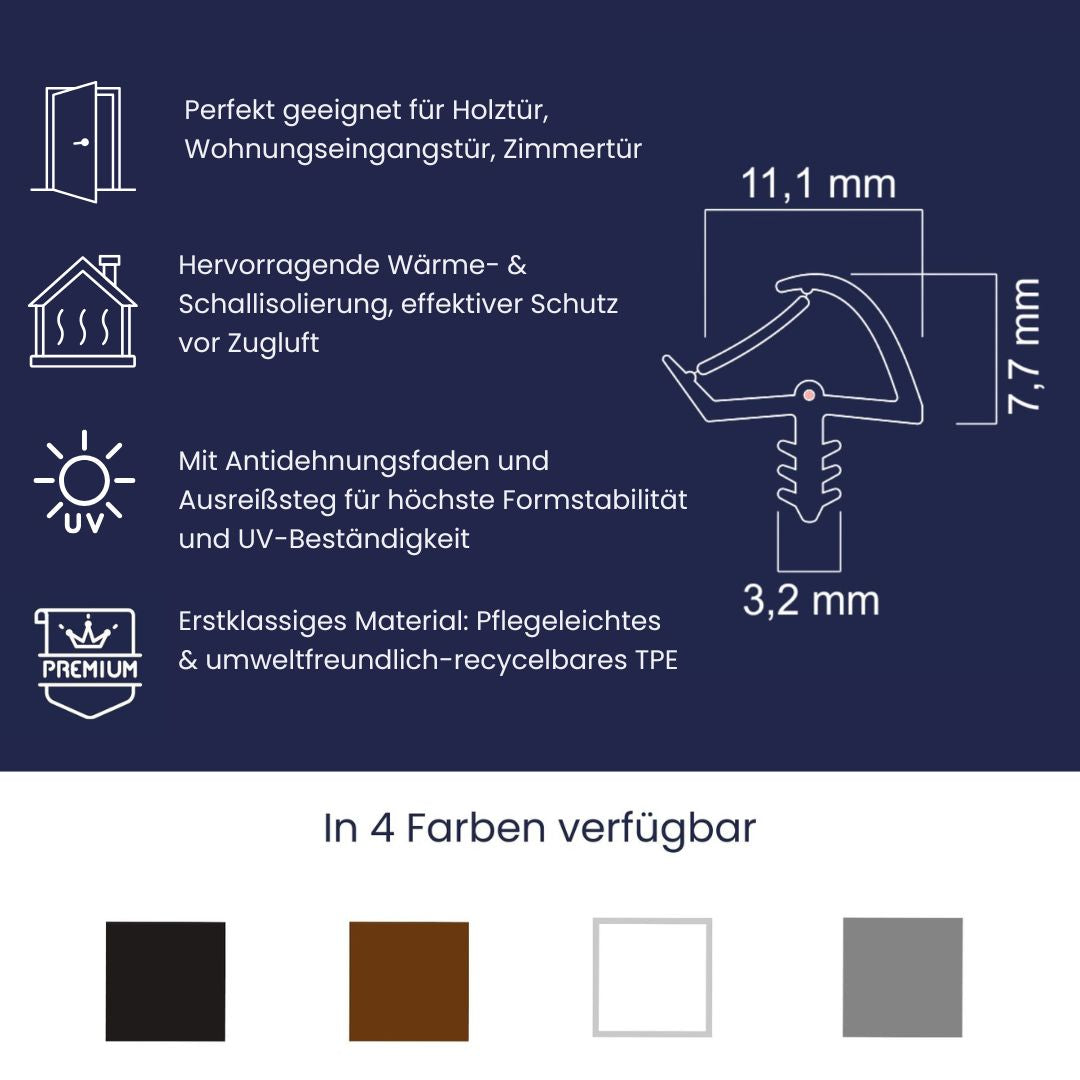 Türdichtung - 3mm Nutbreite - 7mm Nuttiefe - 12mm Falz (Di-2)