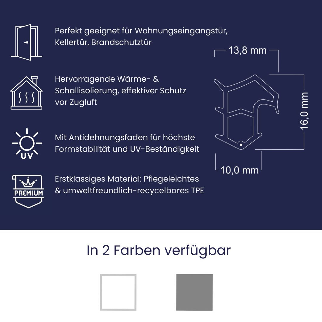 Stahlzargendichtung - Höhe 16mm Dichtungsbreite 13,8mm (Di-15)