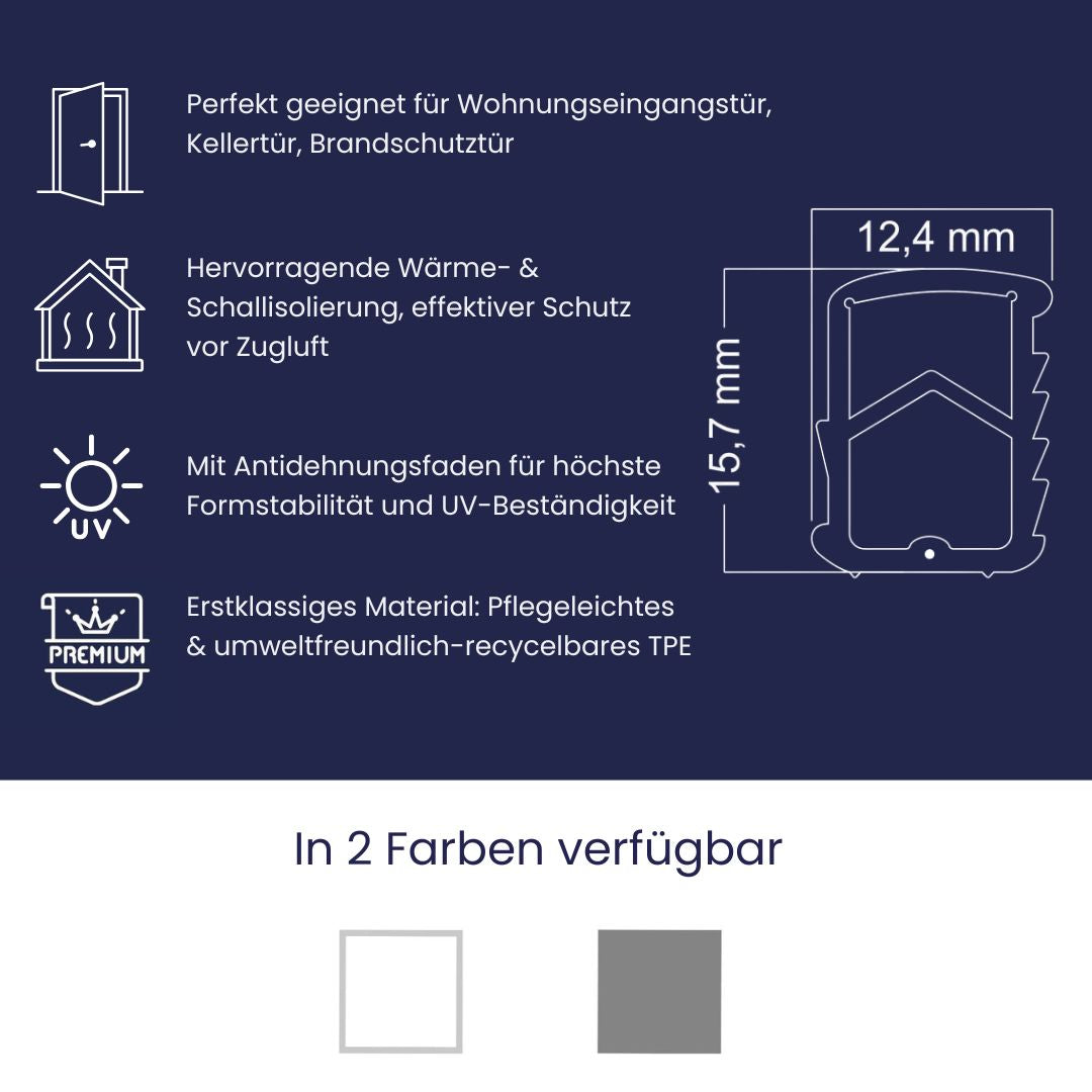 Stahlzargendichtung - Höhe 15,7mm Dichtungsbreite 12,4mm (Di-7)
