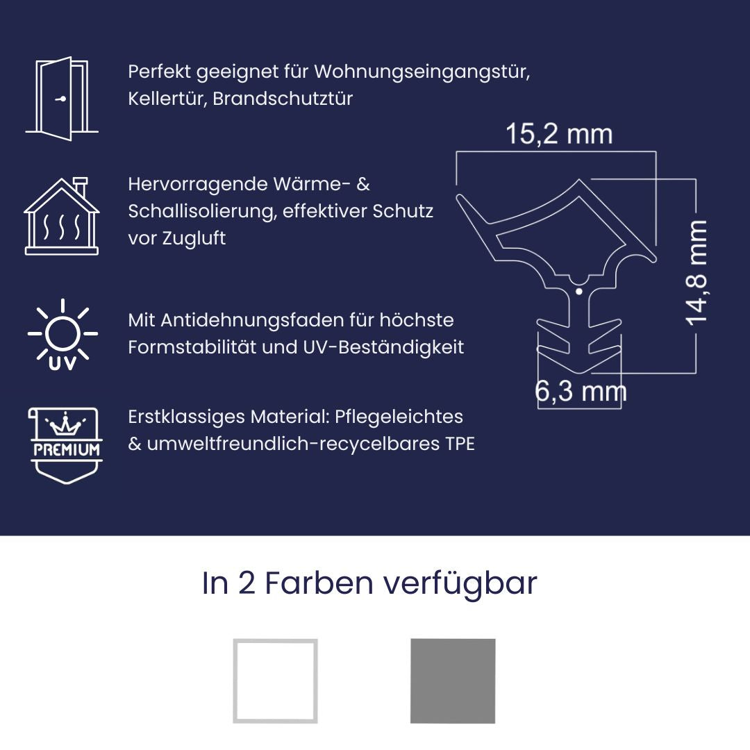 Stahlzargendichtung - Höhe 14,8mm Dichtungsbreite 15,2mm (Di-13)