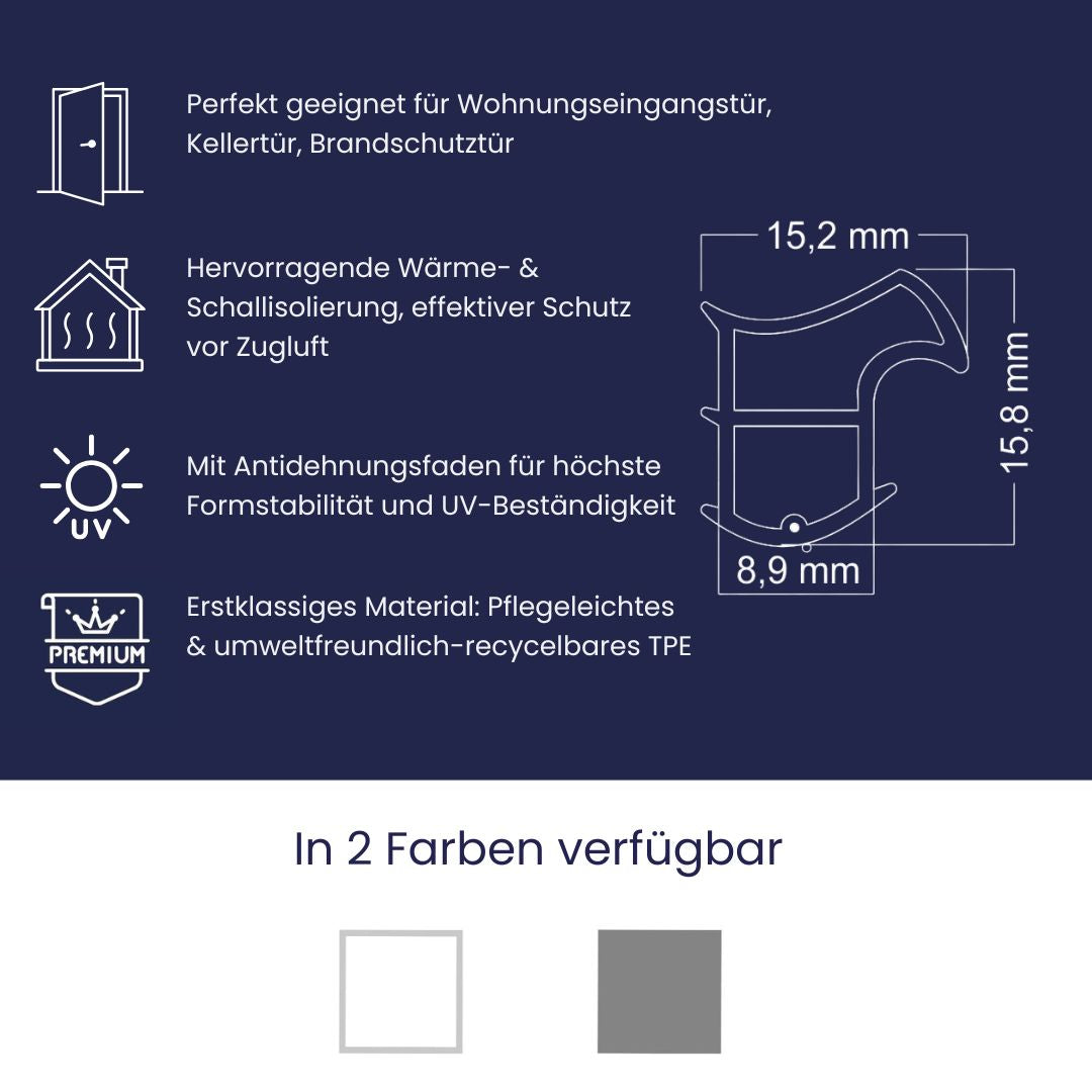 Stahlzargendichtung - Höhe 15,8mm Dichtungsbreite 15,2mm (Di-12)