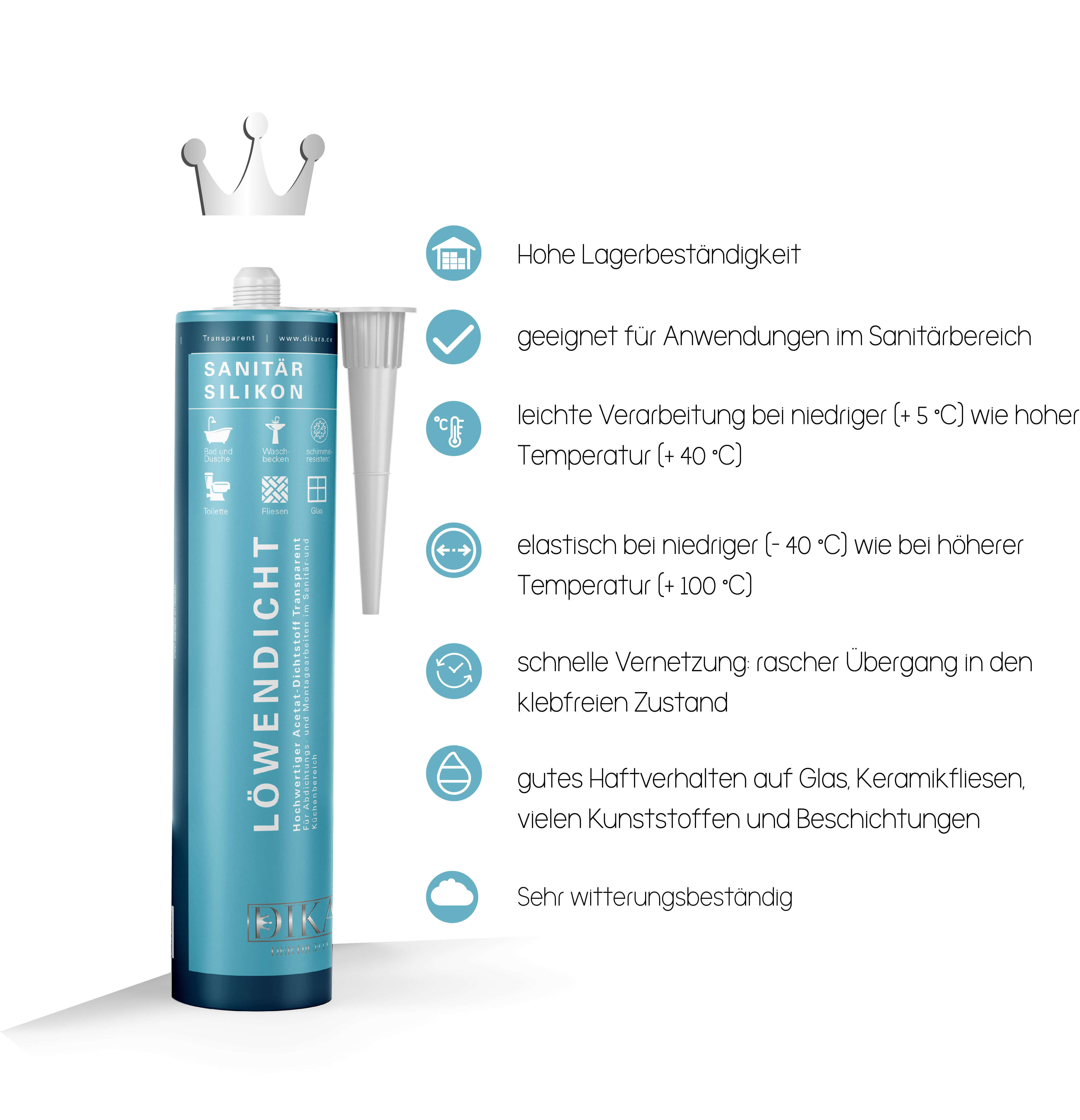 Sanitär Silikon - Löwendicht Acetat für Bad & Küche anti schimmel 310ml