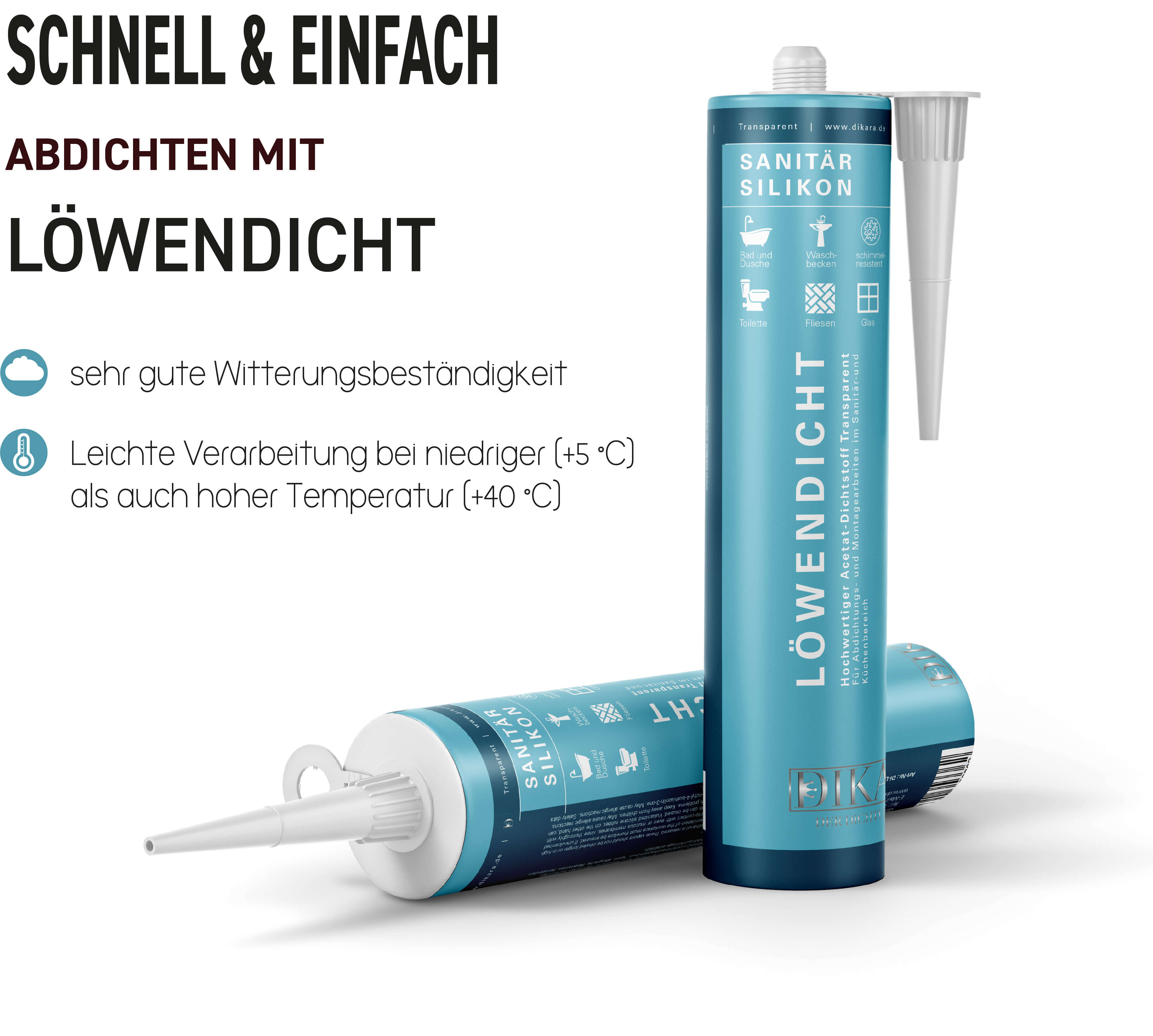 Sanitär Silikon - Löwendicht Acetat für Bad & Küche anti schimmel 310ml