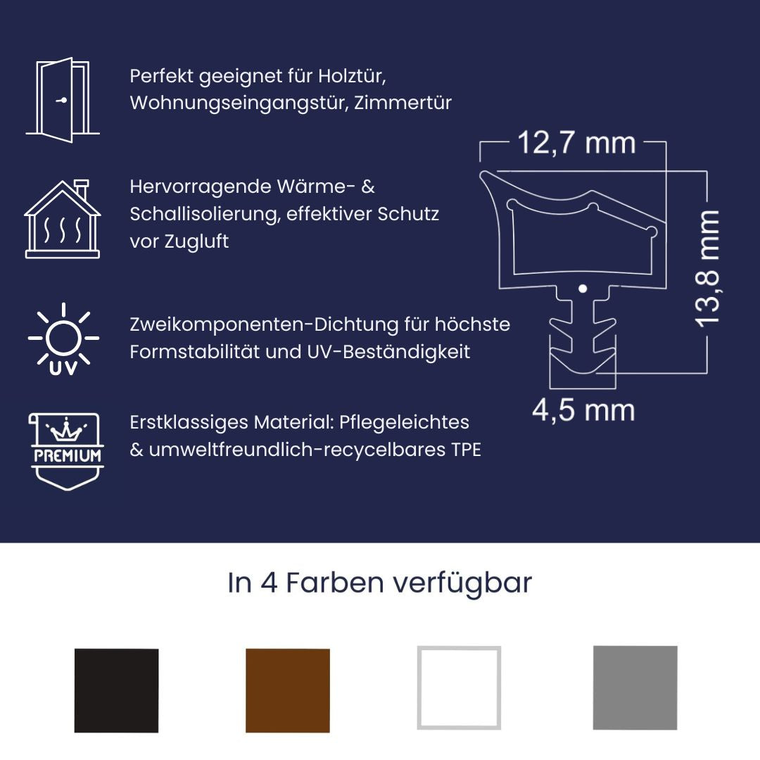 Türdichtung - 4,5mm Nutbreite - 7mm Nuttiefe - 12,7mm Falz (Di-3)