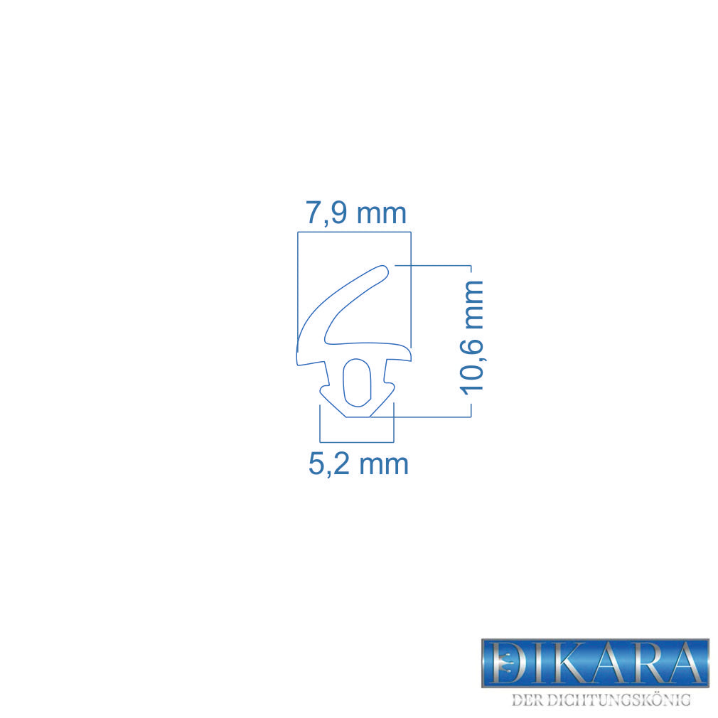 Fensterdichtung für Kunststofffenster Höhe 10,6 mm - Nutbreite 5,2 mm (Di-21)