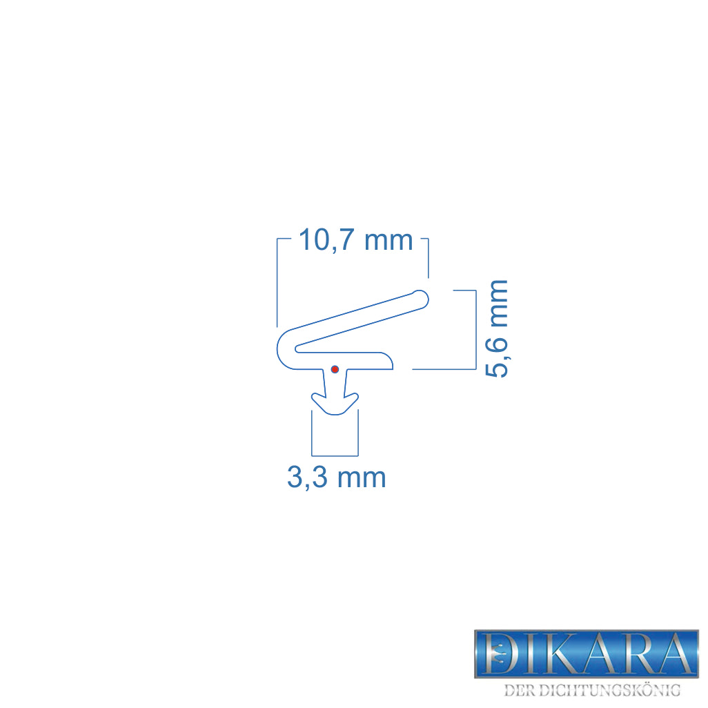 Fensterdichtung - Lippendichtung Nutbreite 3,3 mm Falzbreite 10,7 mm (Di-18)