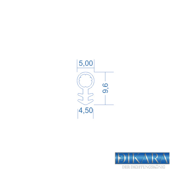 Silikondichtung - 4,5mm Nutbreite – 5mm Schlauchdurchmesser – 9,6 mm Dichtungshöhe (Di-23)