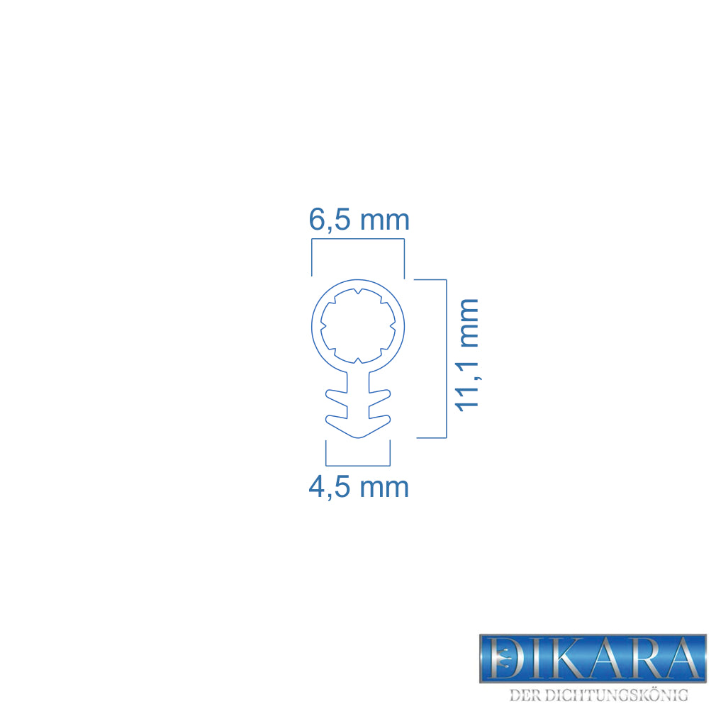 Silikondichtung - 4,5mm Nutbreite – 6,5mm Schlauchdurchmesser – 11,1 mm Dichtungshöhe (Di-24)