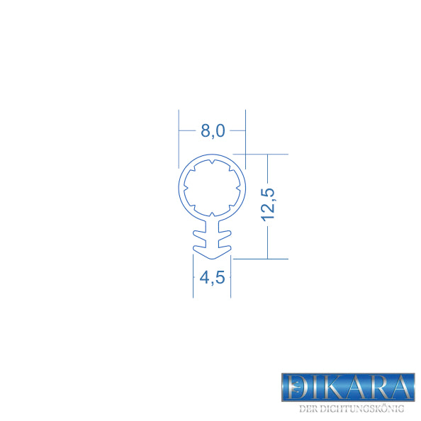 Silikondichtung - 4,5mm Nutbreite – 8mm Schlauchdurchmesser – 12,5 mm Dichtungshöhe (Di-25)